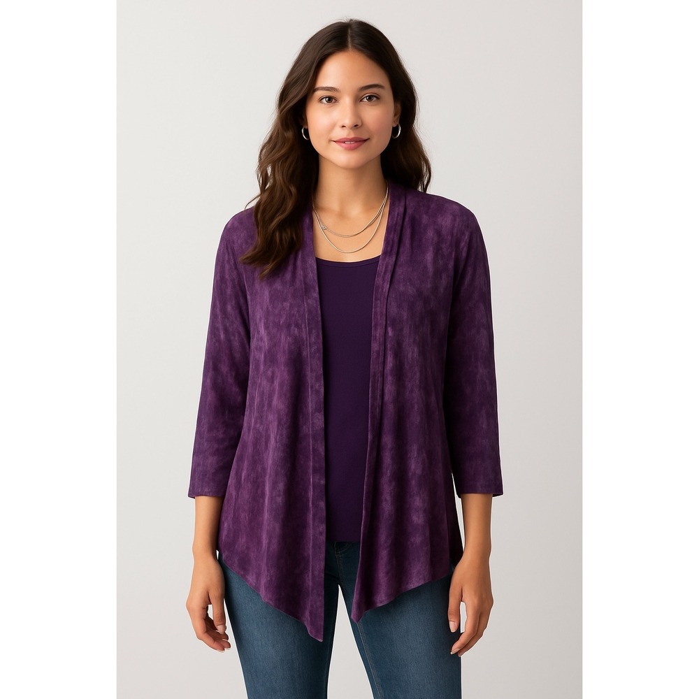 Chico's Travelers Collection Purple Black Cardigan and tank top shell set Medium